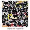 50 Original Hand-drawn Black Cat Stickers - Cute Kitten Stationery for Journals & Water Bottles.