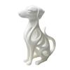 Hollow Curved Dog Sculpture Desktop Ornament, Surface Sitting Hound Figurine, Matte Housewarming Gift White One-Piece Molded for Home Office