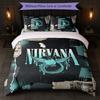 Ensemble de literie 3 pièces imprimé Nirvana Housse de couette avec deux taies d'oreiller Linge de lit doux pour chambre à coucher à la maison