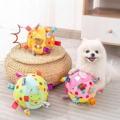 Bola de Brinquedo Vocal de Cachorro de Pelúcia Brinquedos Interativos Engraçados para Animais de Estimação Com Guizos Limpeza Dente Mastigar Brinquedo Para Cachorros Gatos Filhote Brinquedo