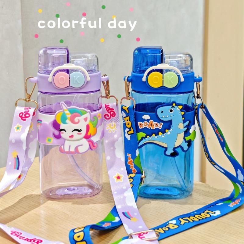 520ml Cute Water Bottle with Straw for Kids Chilrdren School Girls BPA Free Boys Sports Outdoor Cup