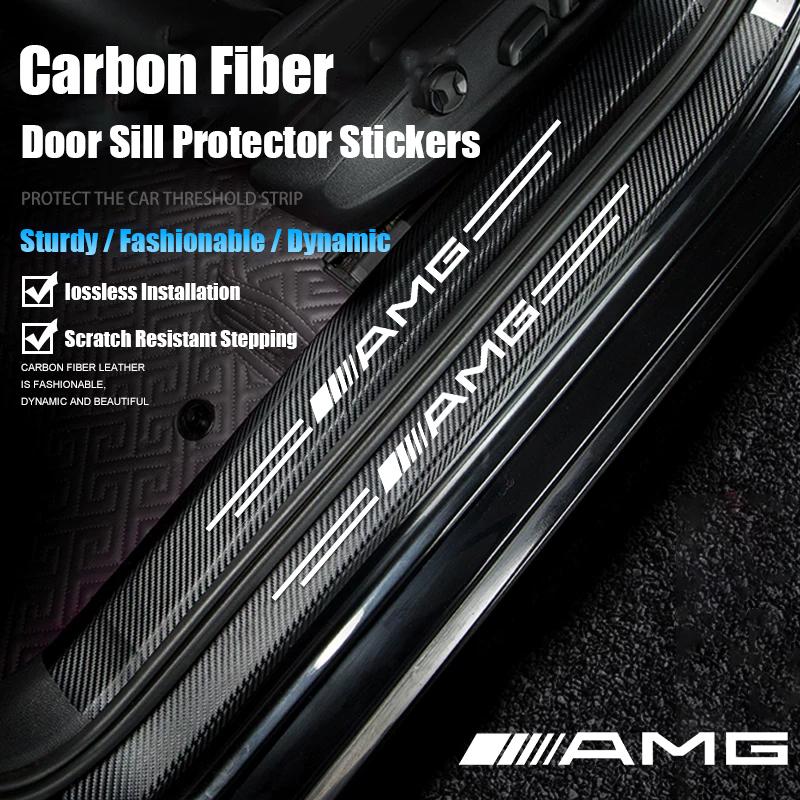 NRZV5 For Mercedes Benz AMG Door Panel Protective Stickers Carbon Fiber Threshold Scratch Resistant Stickers Car Accessories W214 W205