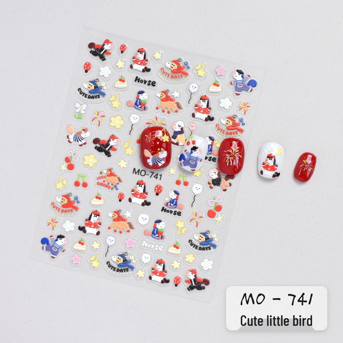 Festive 3D Embossed Koi & Horse Nail Stickers - DIY New Year Decorations