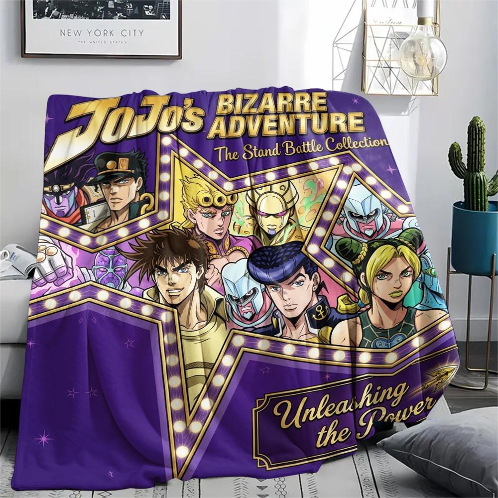 1PC Jojo'S Bizarre Adventure Patterned Flannel Blanket Suitable For All Seasons For Home Decor Warmth And Comfort Gifts Holiday Present