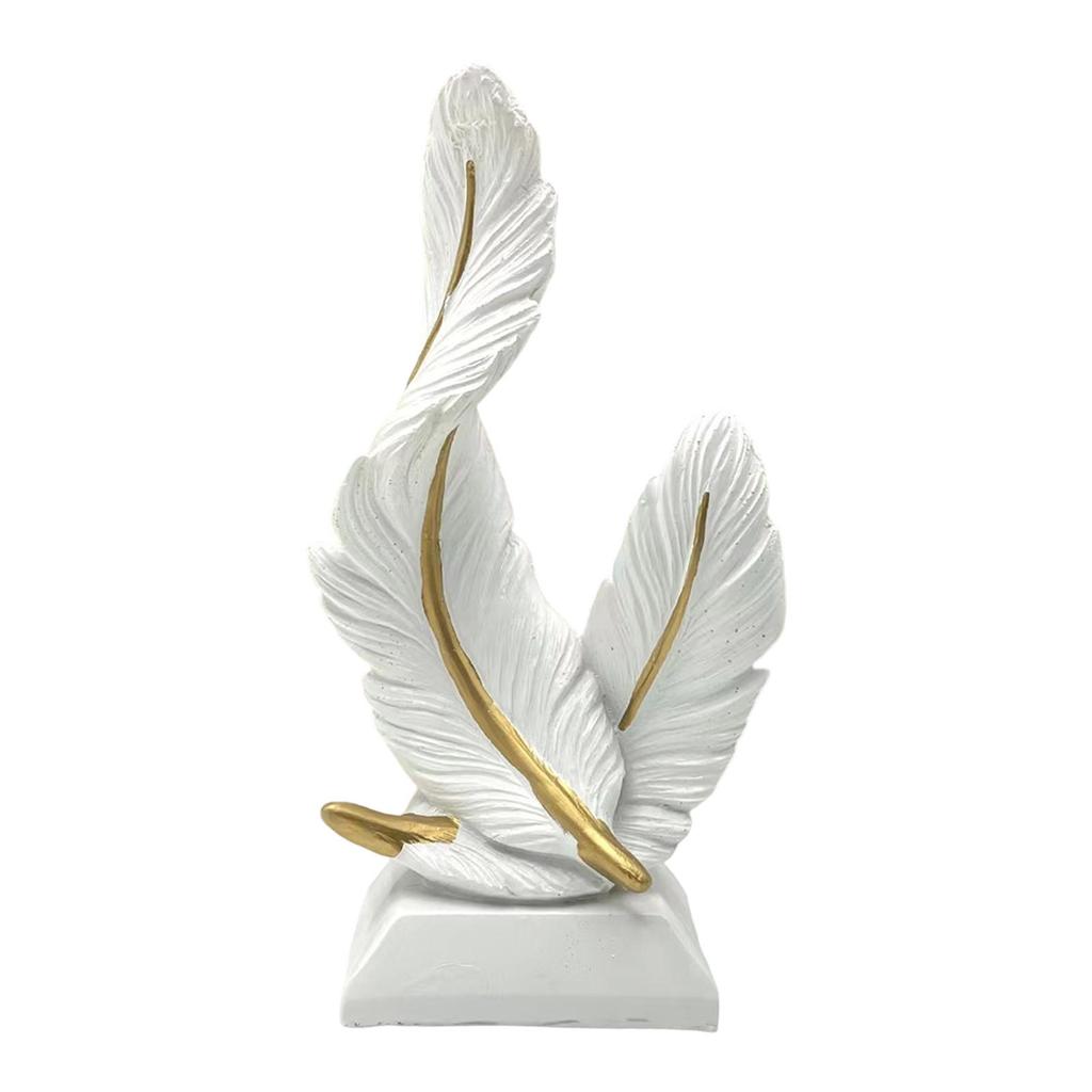 Double Feather Statue Home Accessory Decorative Figurine Table Centerpiece Modern Made of
