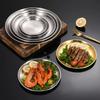 6Pcs Stainless Steel Metal Round Dining Disc Bone Spitting Dish High Quality Shallow Tray Silver BBQ Disc Kitchen Plate