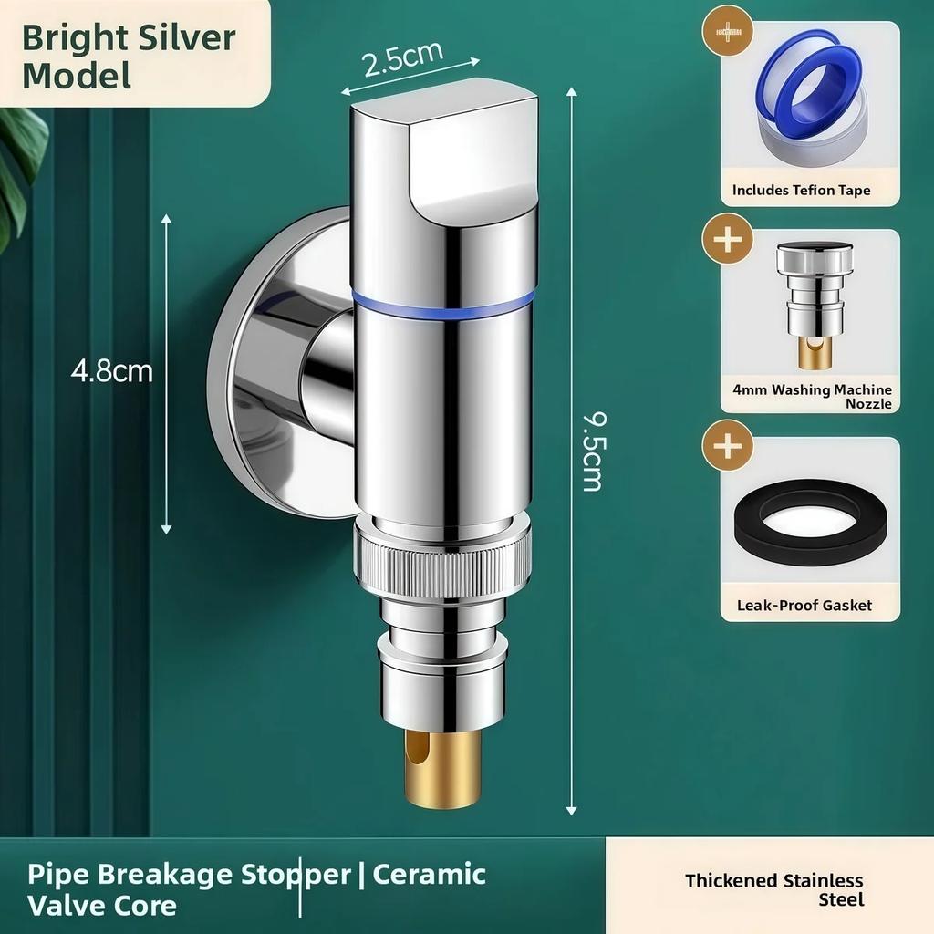 Household Stainless Steel Washing Machine Faucets With Water Stop Valve G1/2 Single Cold Wall Mounted Tap Bathroom Accessories