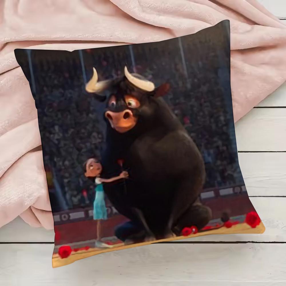 Niedlicher Cartoon Ferdinand Kissenbezug Kissenbezug Anti-Hausstaubmilben Kissen Unsichtbarer Reißverschluss seidiger kurzer Plüsch Sofakissenbezug