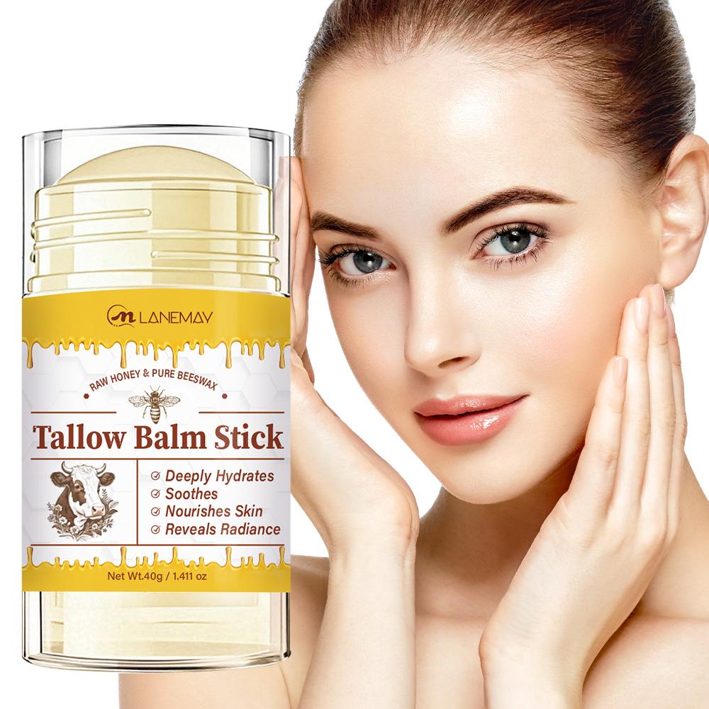 

Tallow Balm Stick-With Grass-fed Tallow, Raw Wild Honey And Olive Oil-Moisturizing, Nourishing And Soothing Facial Skin-40g
