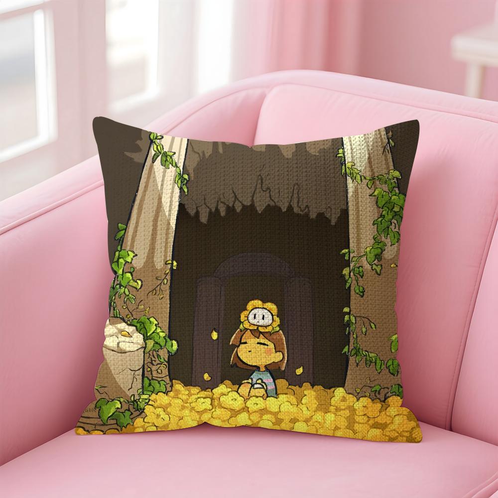 

UUndertale Game Cushion Cover Natural Linen Pillow Case DoubleSided Print Decorative Sofa Pillowcase Home Decor Gift 30x30cm