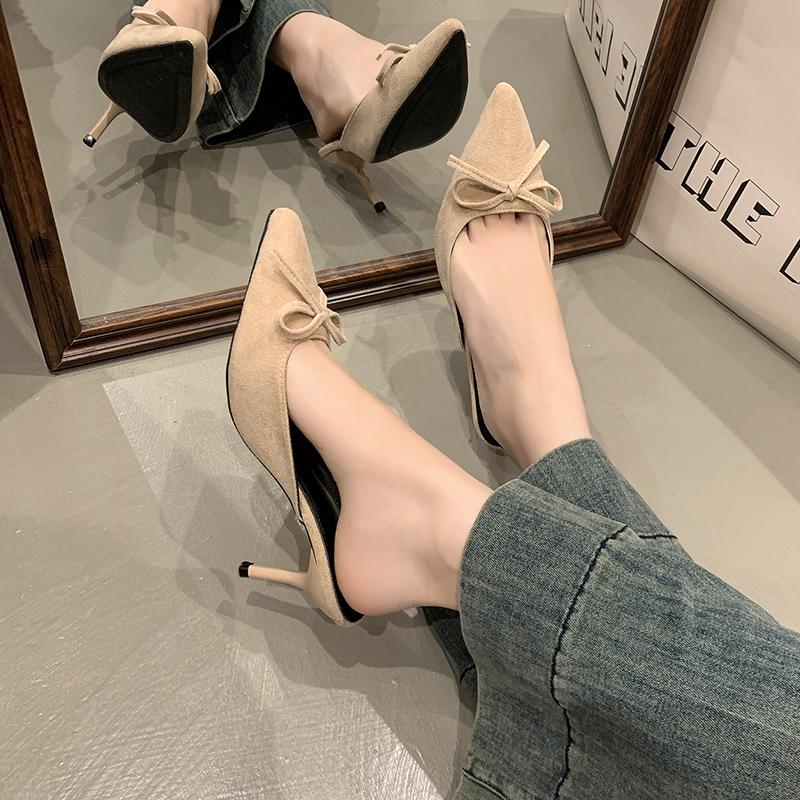 Új Leopárdmintás Női Magassarkú Papucs Spitze Orrú Vékony Alacsony Sarkú Szandál Női Papucs Cipő Zapatos Mujer