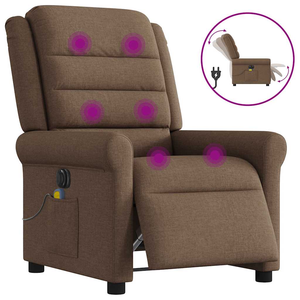 Electric Massage Chair In Brown Fabric
