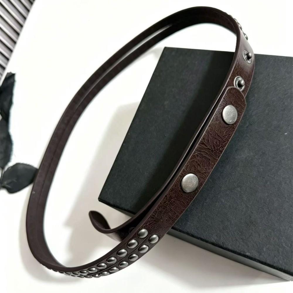 Studded Metal Stud Belt Metal Studs Narrow Waist Belt Fashion Thin Waist Belt  For Women
