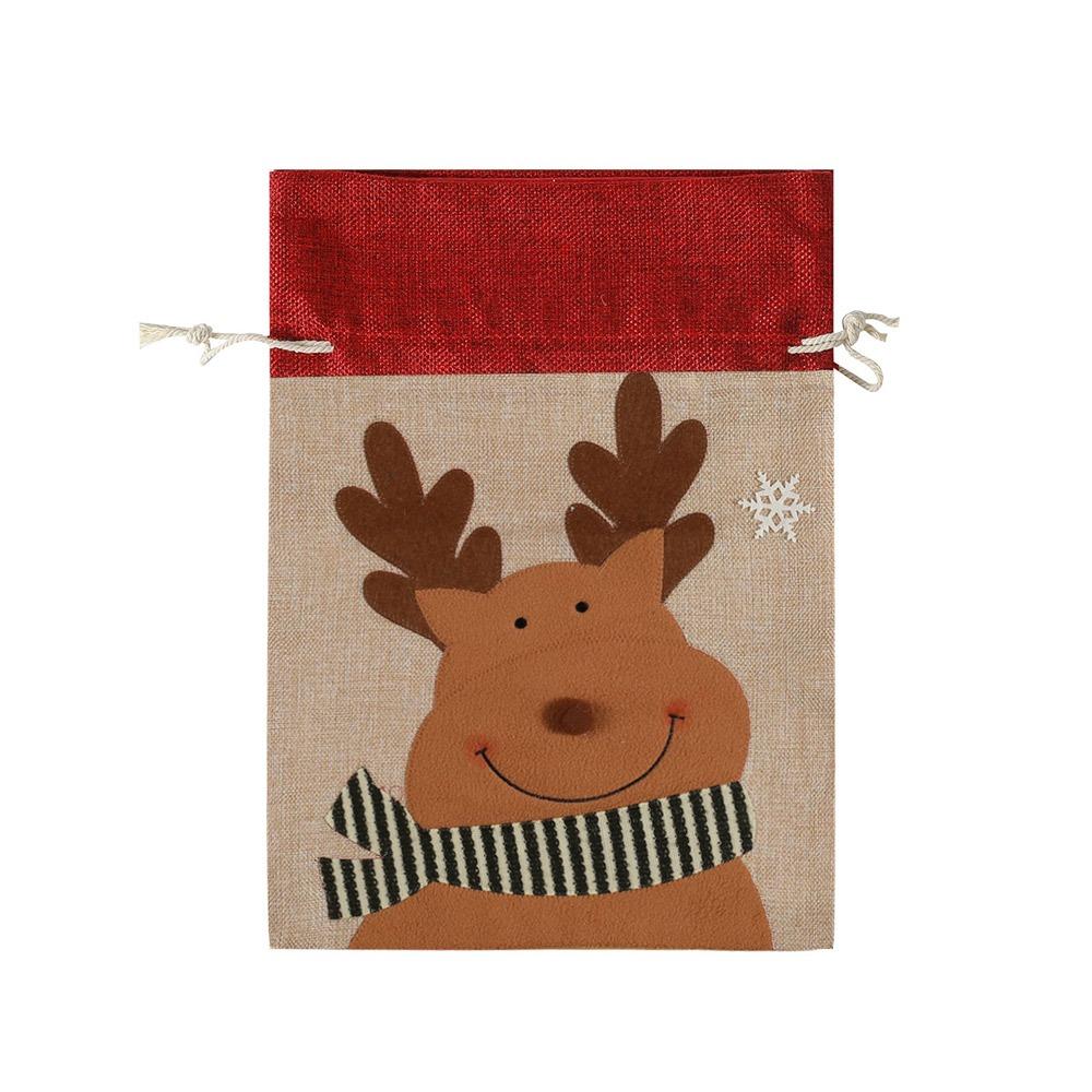 

Cartoon Santa Snowman Deer Christmas Gift Bag Multicolor Dimity Drawstring Wrapping Bag Two Sizes Large Capacity 14x16cm