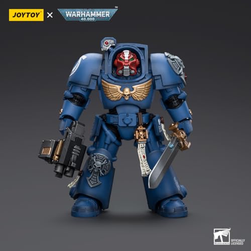 JoyToy Warhammer 40k: Ultramarine Terminator Sergeant with Power Sword and Teleport Home 1:18 Scale Action Figure