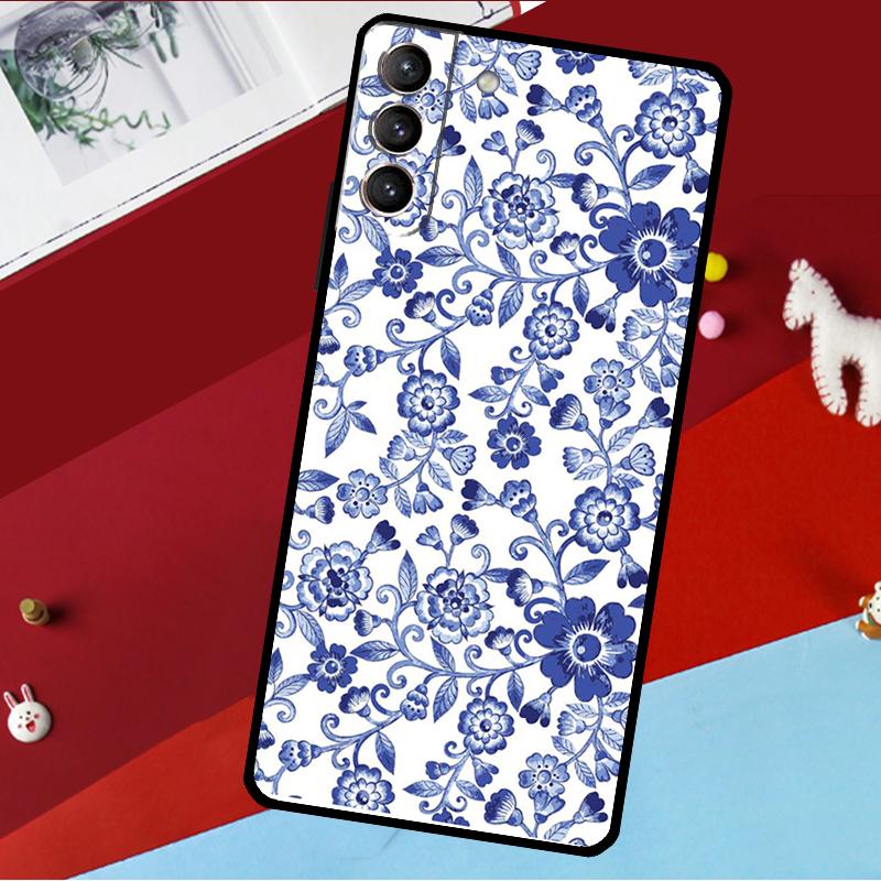 Blue and White Porcelain Funda For Samsung Galaxy S26 S25 S24 S21 S22 S23 Ultra S10 Plus S20 FE S25 FE Phone Case