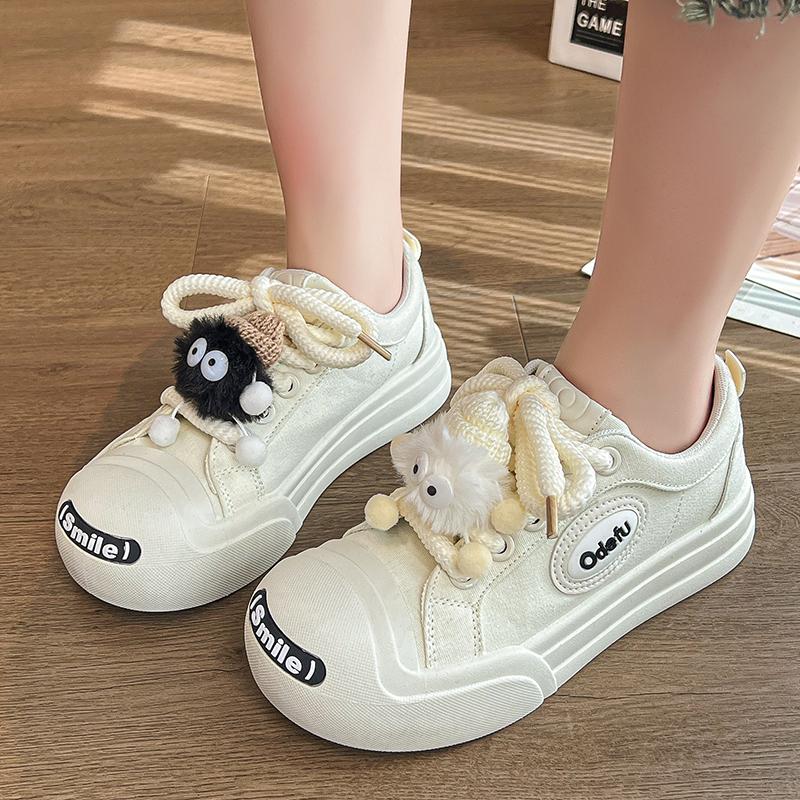 

Fashion New Thick Soled Round Toe Cute Decorative Board Shoes with Breathable Mesh Comfortable and Versatile Casual Sports Shoes 35