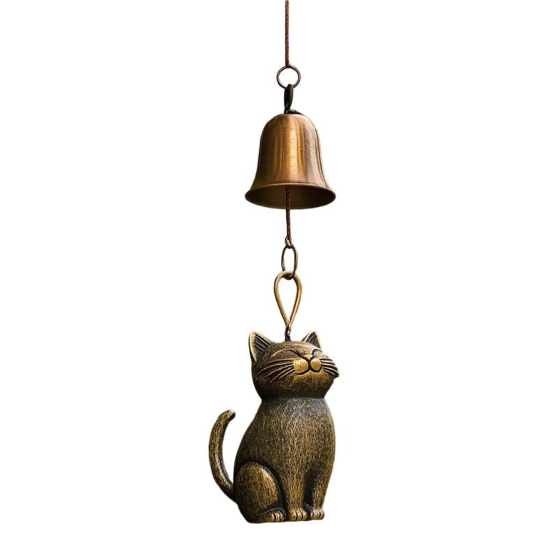 Liebliche Katzen Windspiele Innen- und Außendekoration Vintage Bronze Metall Beruhigende Klänge für Gartendekoration Geschenk