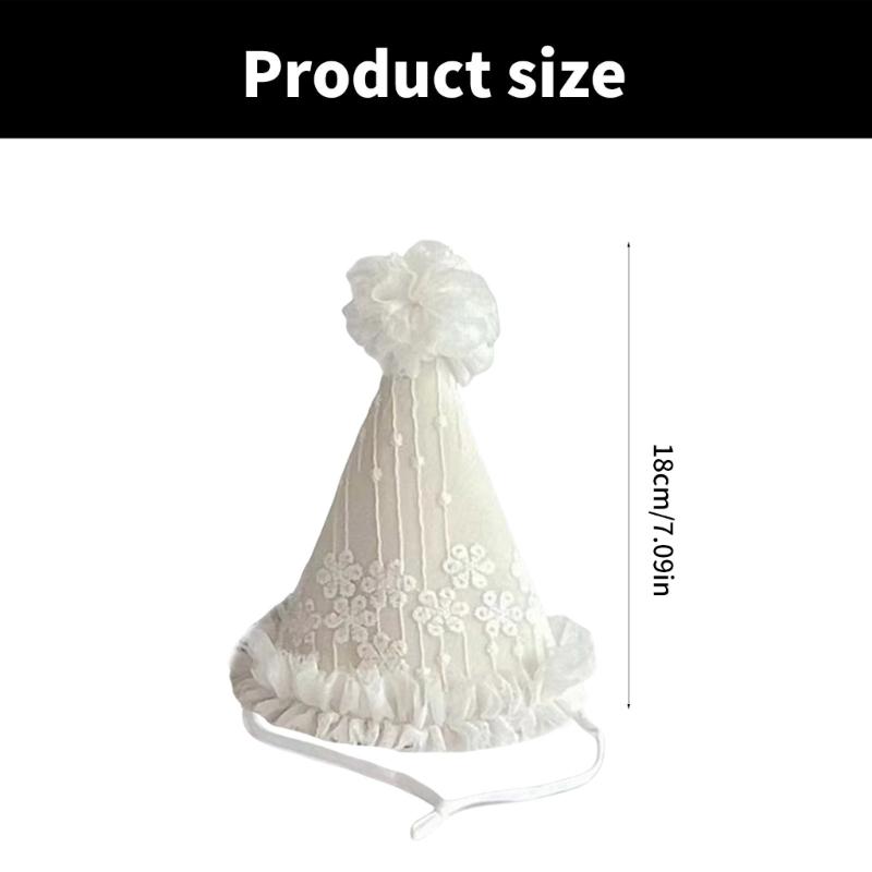 Barnhatt Födelsedagshatt Fotorekvisita Koniska Mössor Hatt med Prästkrage av Tyll Födelsedagskalasartikel
