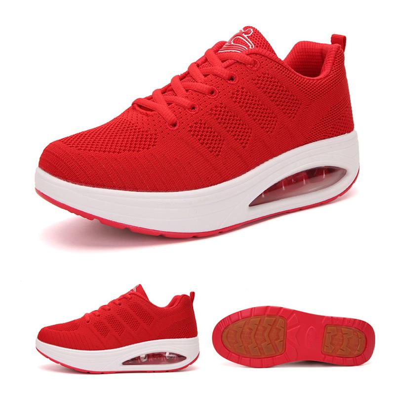 

Женская спортивная обувь для девочек, легкие танцевальные кроссовки на мягкой подошве для фитнеса и упражнений, летающие тканые кроссовки 41 красный