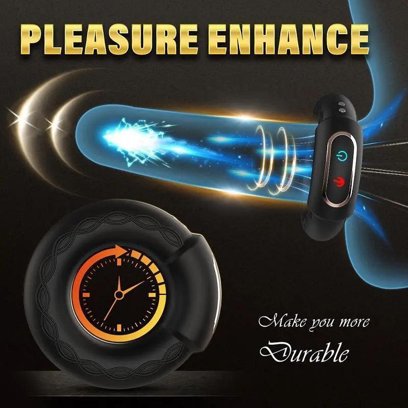 Penis Ring with Heating Semen Cock Ring Penis Enlargement Delayed Ejaculation Vibrating Sex Toys Vibrator for Men Couple Ring