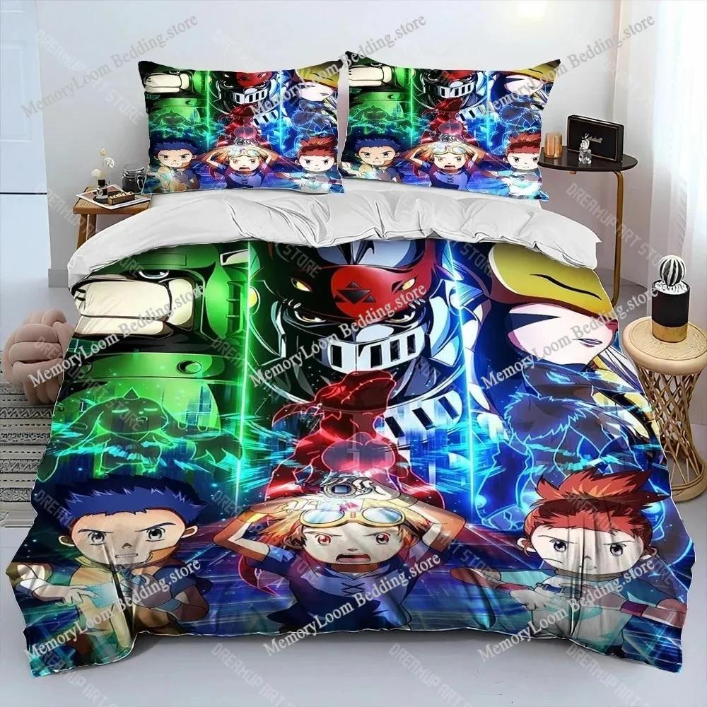 Digimon Adventure Monster Bedding Set,Boy&Girl Duvet Cover Pillow Case Gift, Home Bedroom Quilt Set Large King