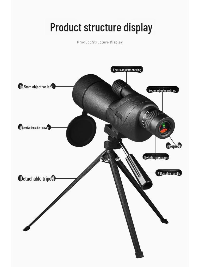 Maifeng 25-75x60 Bird-Watching Telescope: High-Power, HD, Low-Light Night Vision, Large-Caliber, Variable Magnification, Outdoor Use.