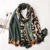 Korean Coffee Tone Leopard Print Scarf for Women - Spring to Winter Brown Shawl