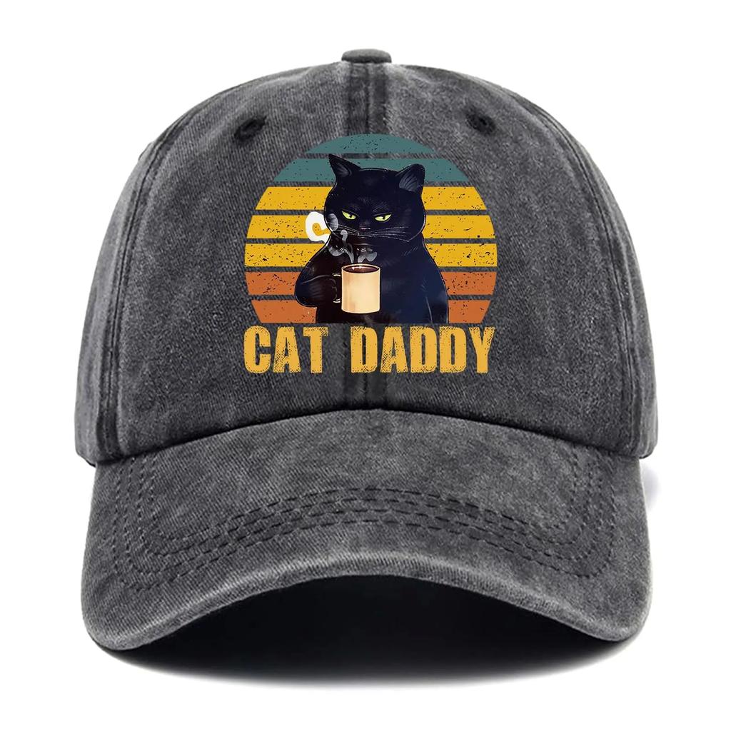Cat Daddy Funny Baseball Cap Funny Hats Men Dad Hat,Cat Hat Cat Lover Hat Gifts Adjustable Cotton Baseball Cap for Men Black