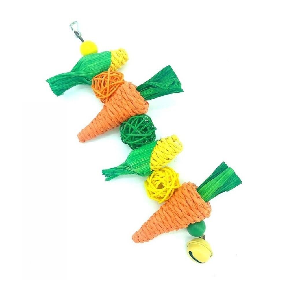 Mrkvový tvar Ratanová hračka pro papouška Ručně tkaná Králičí kousátka Nová Hračka na žvýkání pro ptáky Doplňky pro domácí mazlíčky