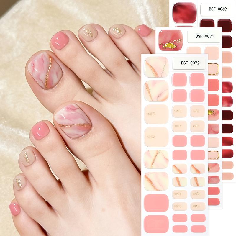 Popular Style New 3D Waterproof Nail Sticker Plastic UV Free Nail Wraps Toe Wraps