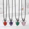 Spider-Shaped Bohemian Amethyst Pendant Necklace with Natural Crystal and Alloy Inlay