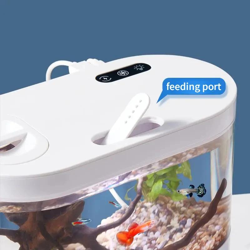 USB Mini Desktop Aquarium Built-in Water Pump / LED Light / Filter Self Circulation and Self Circulation Goldfish Tank