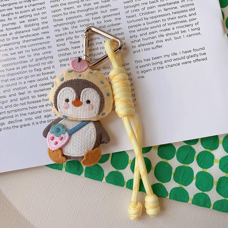 Cute Animal Doll Series Fabric Keychain Handmaking Fabric Penguin Keyrings For Bag Pendant Small Bear Doll Keychain Wholesale