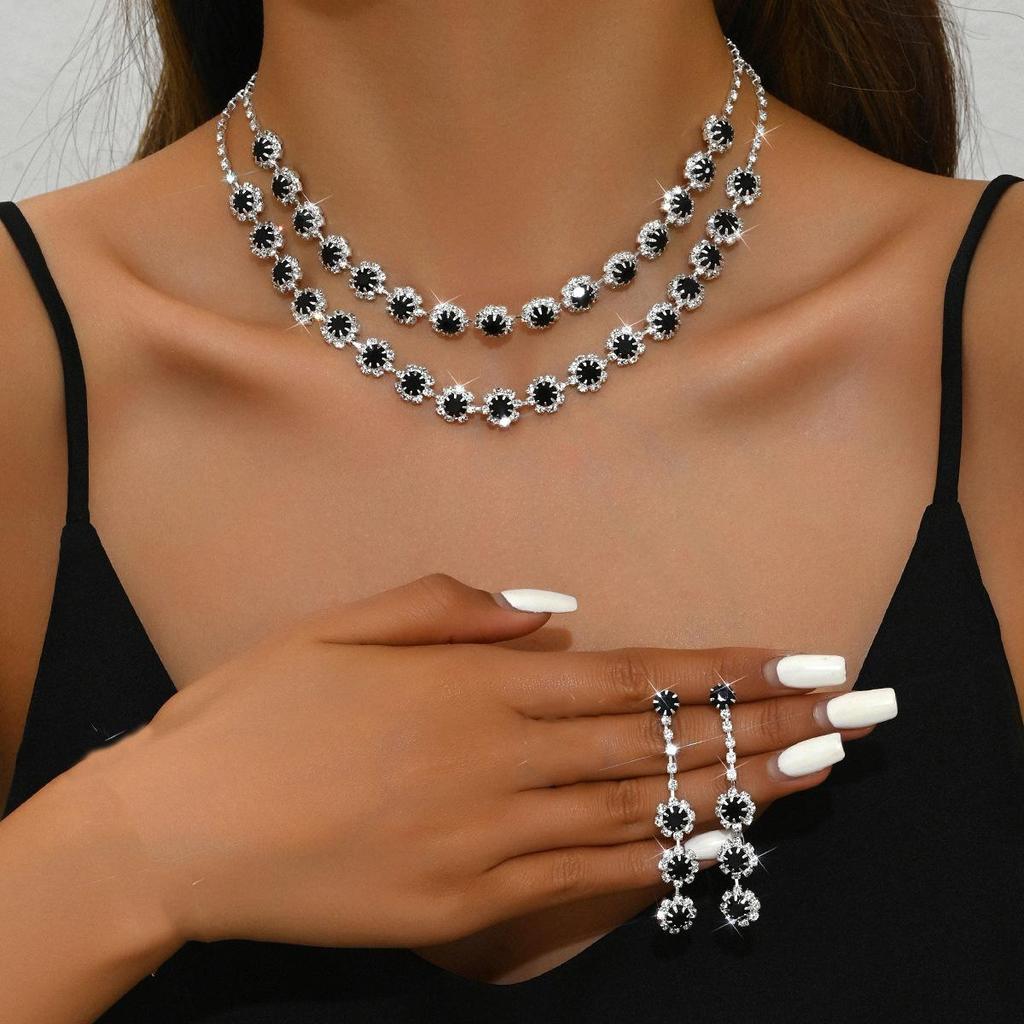 Sonnenblumen Diamant Halskette und Ohrring Set - Hochzeits Schmuck Accessoires