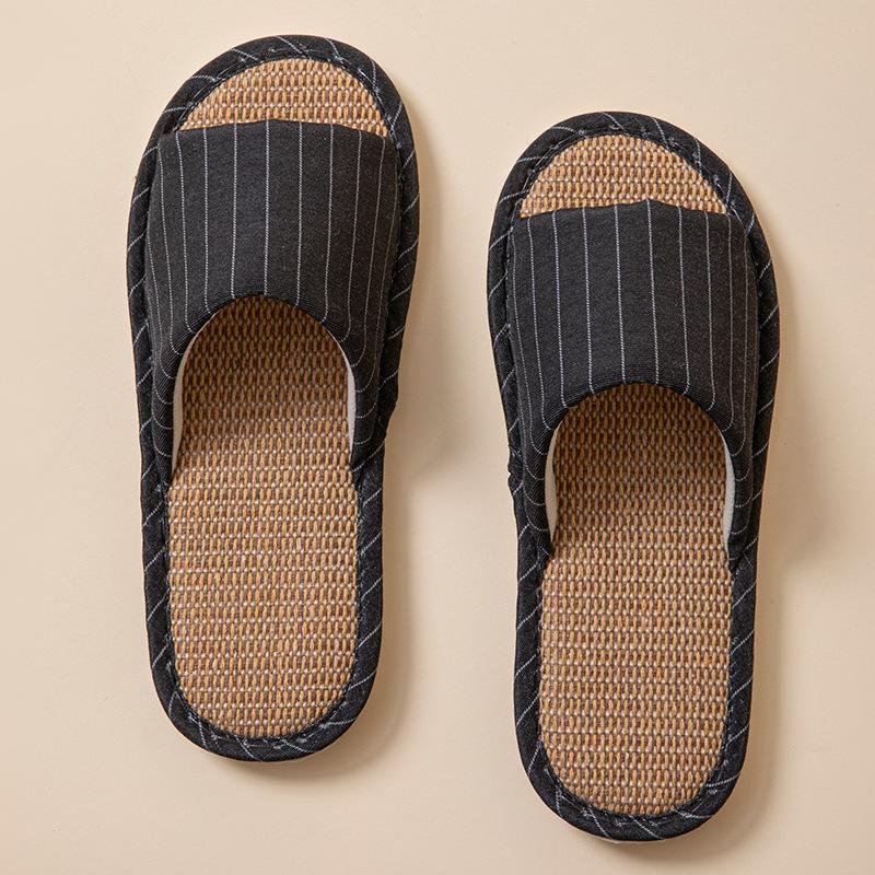 Linen breathable slippers women's four seasons indoor home non-slip deodorant silent soft bottom couple household floor mopping men
