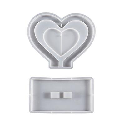 Photo Frame Silicone Mold with Base 3D Love Splicing Epoxy Resin Casting Pendant Molds Ornament DIY Crafts Home Decor