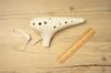 TNG Ocarina [Alto/C/AC / 12-Hole / Emerald] High-Quality Ocarina for Tube Play (Includes Strap) Glazed Finish with Ocean Wave Pattern (White)