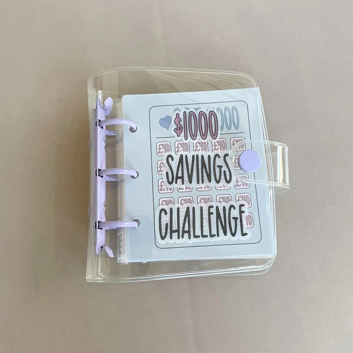 

Творческий конкурс экономии денег на сумму 1000 долларов США Папка-регистратор с конвертом Прочный глянцевый ПВХ, рождественский подарок Конкурс экономии денег фиолетовый