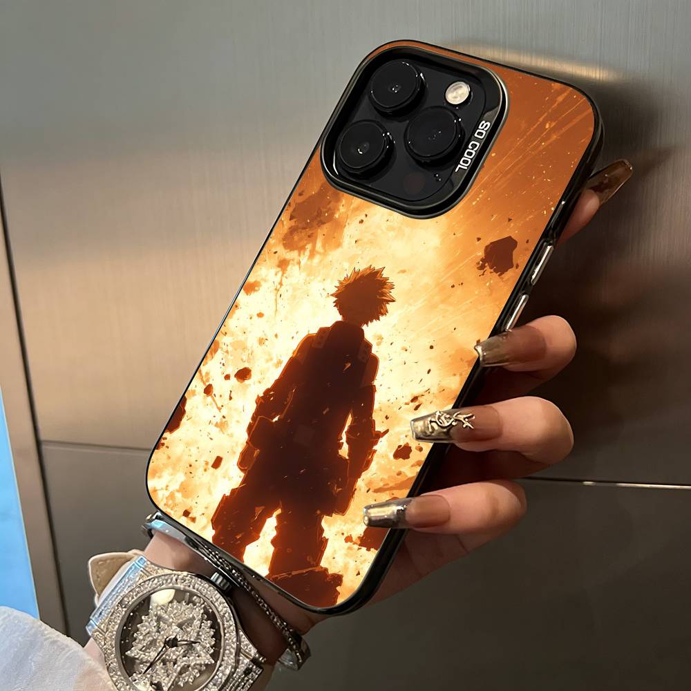 Shonen Anime-My -H-Hero -Academia For iPhone 17 16 15 14 13 12 11 Pro Max XS  17 Air Silicone Colored Silver Bumper Cover
