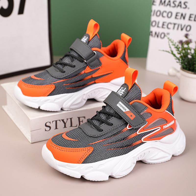 Middle school students 2025 new mesh breathable Velcro boys and girls hiking shoes lightweight primary school running shoes