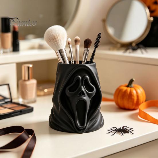 Holiday Gift for Kids Halloween Ghost Face Candy Bucket, 3D Printed Trick or Treat Snack Holder, Creative Pen Holder Spooky Screaming Desktop