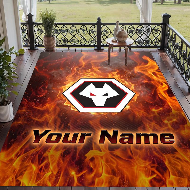 Custom Text Printed Rug Wolverhampton Wanderers Football Non Slip Floor Carpet For Home Room Decor