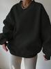 Women's Long Sleeve Crew Neck Sweatshirt Fall Loose Solid Color Casual Pullover Top Plus Size