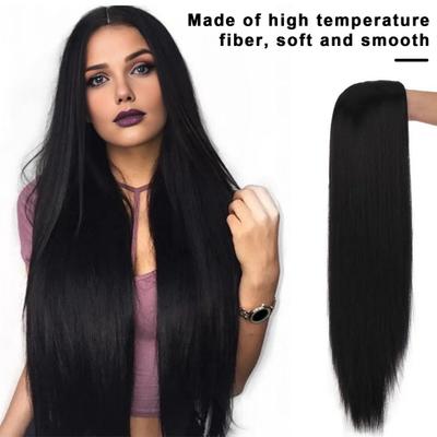 Women Long Straight Wig Middle Part Natural Heat Resistant High Temperature Fiber Ladies Black Brown Synthetic Hair