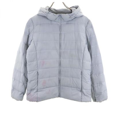 Seamless Ultra Light Down Jacket L Gray Hood Women Used