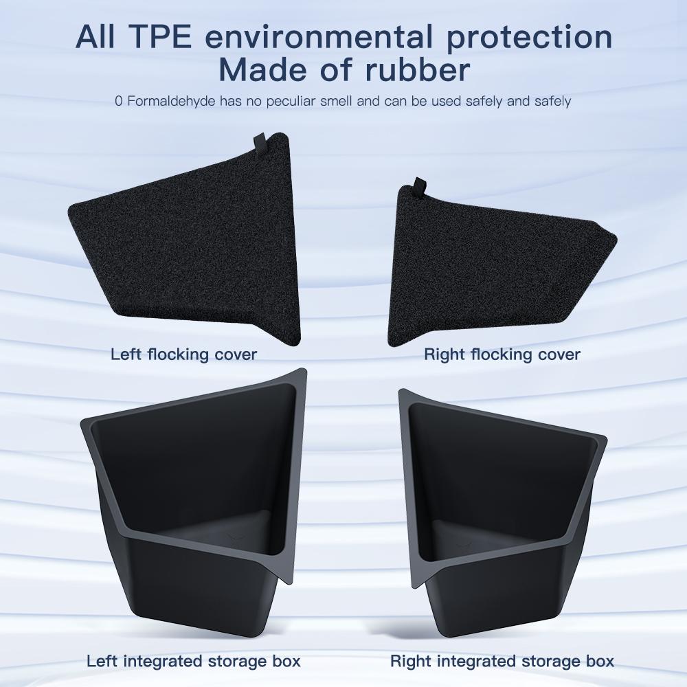 YZ Car Trunk Side Storage Box For Tesla Model Y juniper 2025-2026 Flocking TPE Cover Mat Partition Board Stowing Space