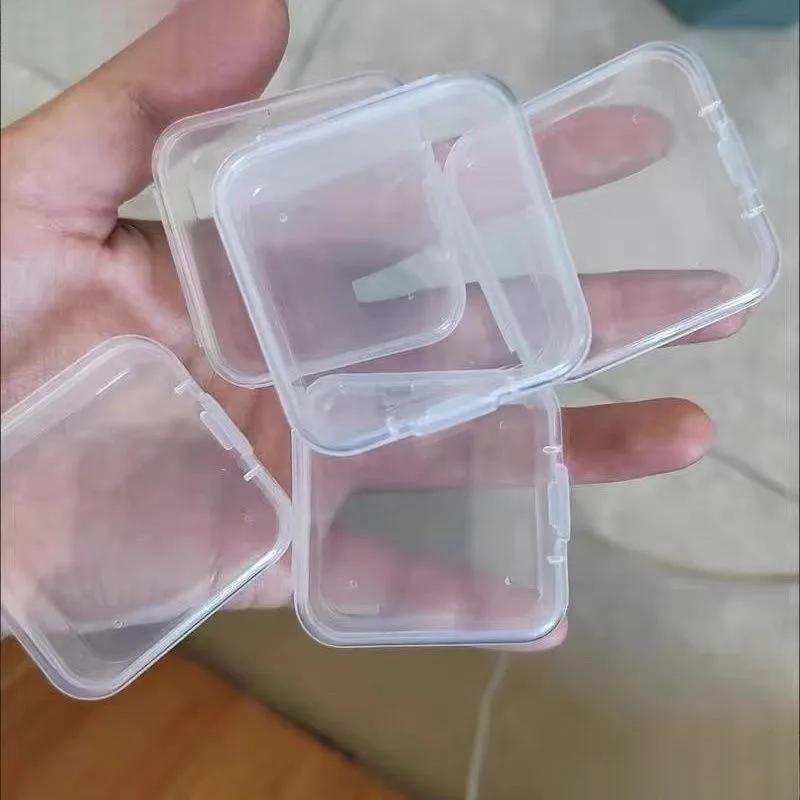 6-48Pcs Clear Small Containers Plastic Square Bead Storage Box for Beads Jewelry Crafts Board Game Pieces Organization Wholesale