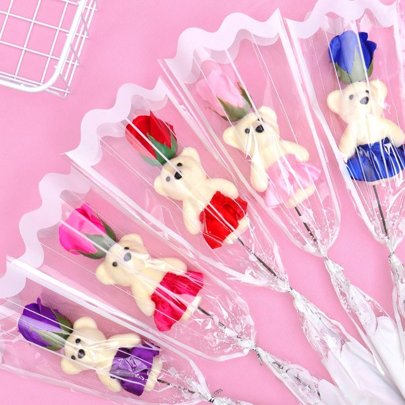 1/3/5 Stück Rosenbär Künstliche Blumenstrauß für Valentinstag DIY Geschenk Schmuckstück Hochzeitsdekoration Partyzubehör Heimdekoration