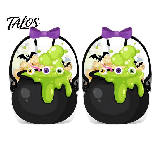 Clear Candy Bags 2/4/6Pcs Gift Bag for Halloween Christmas, Goodie Treat with Handle Handle, Resealable Sealed Pouch Holiday Party Favors Festive